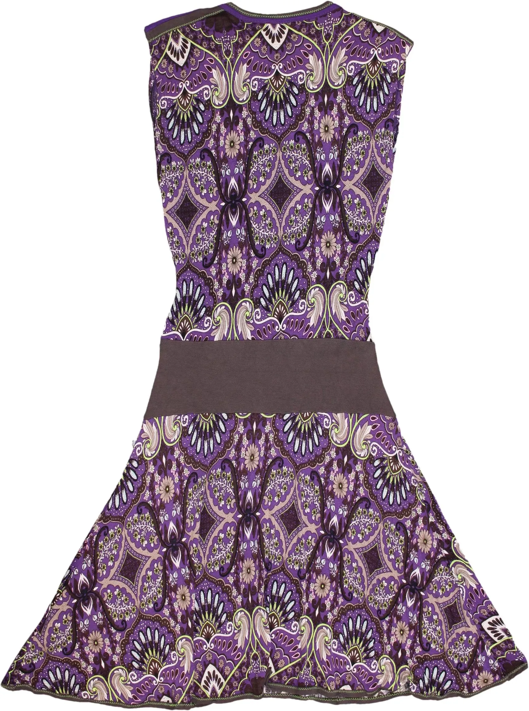 00s Purple Brown Boho Wrap Dress