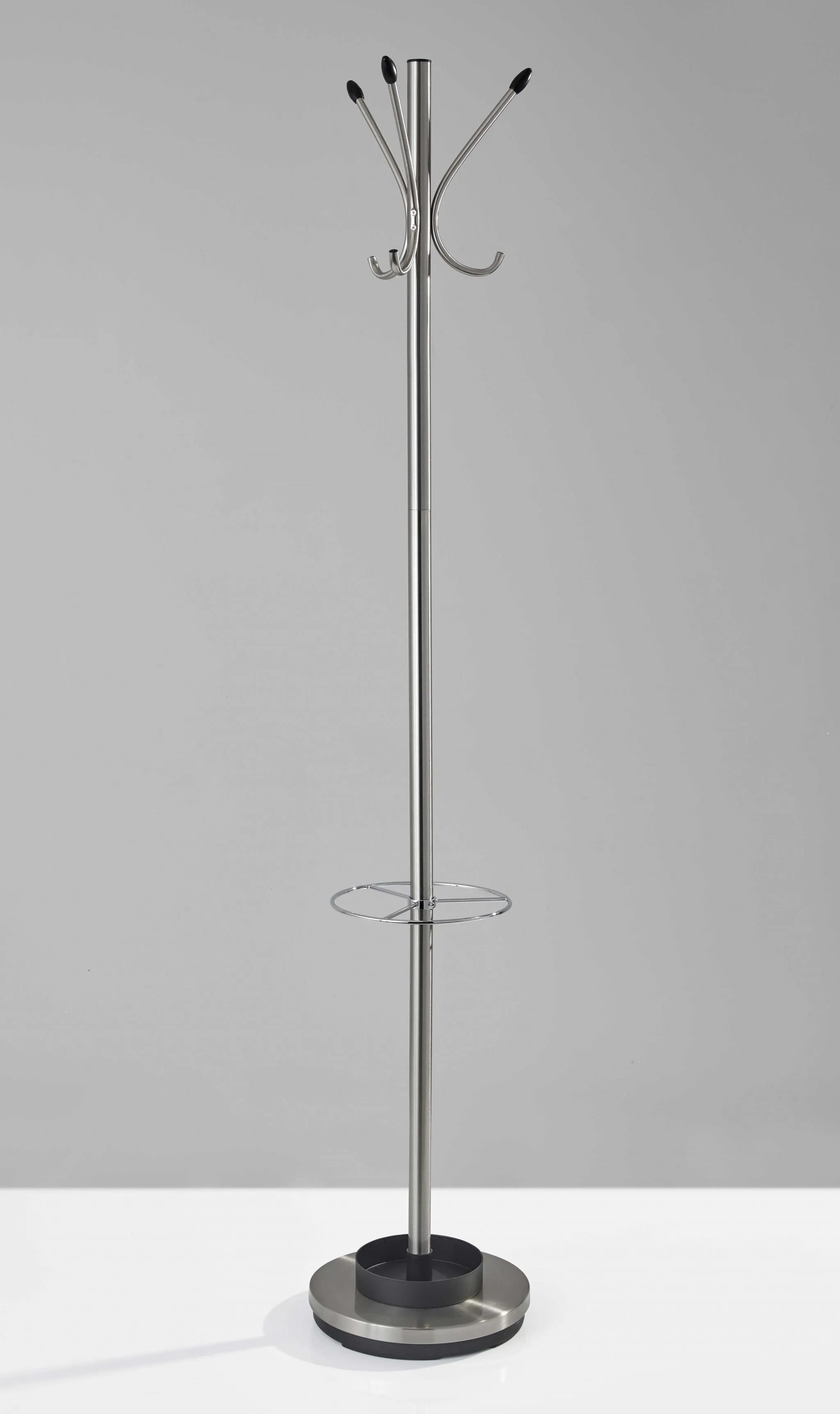 13" X 68" Brushed Steel Brushed Steel Stand  Coat Rack