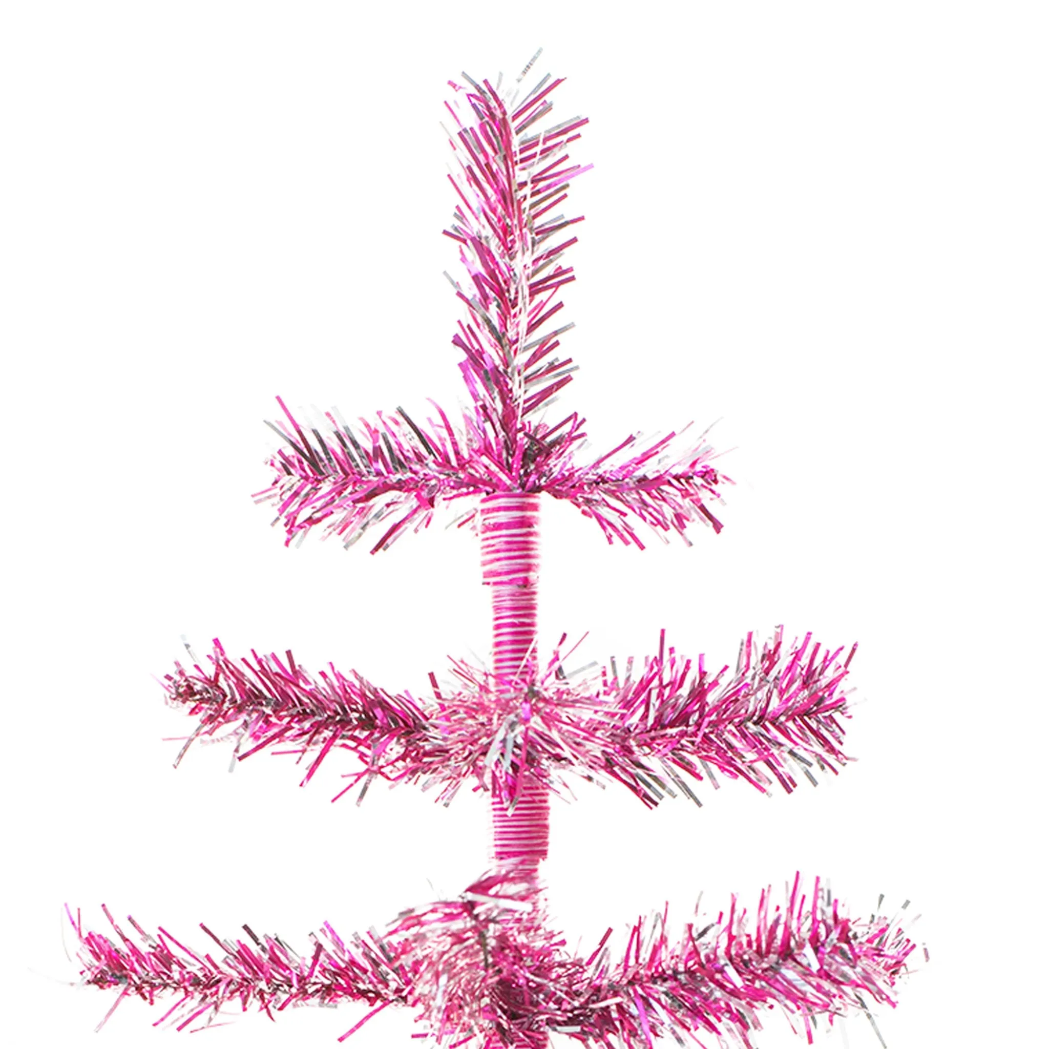 18in Vintage Pink & Silver Tinsel Christmas Tree