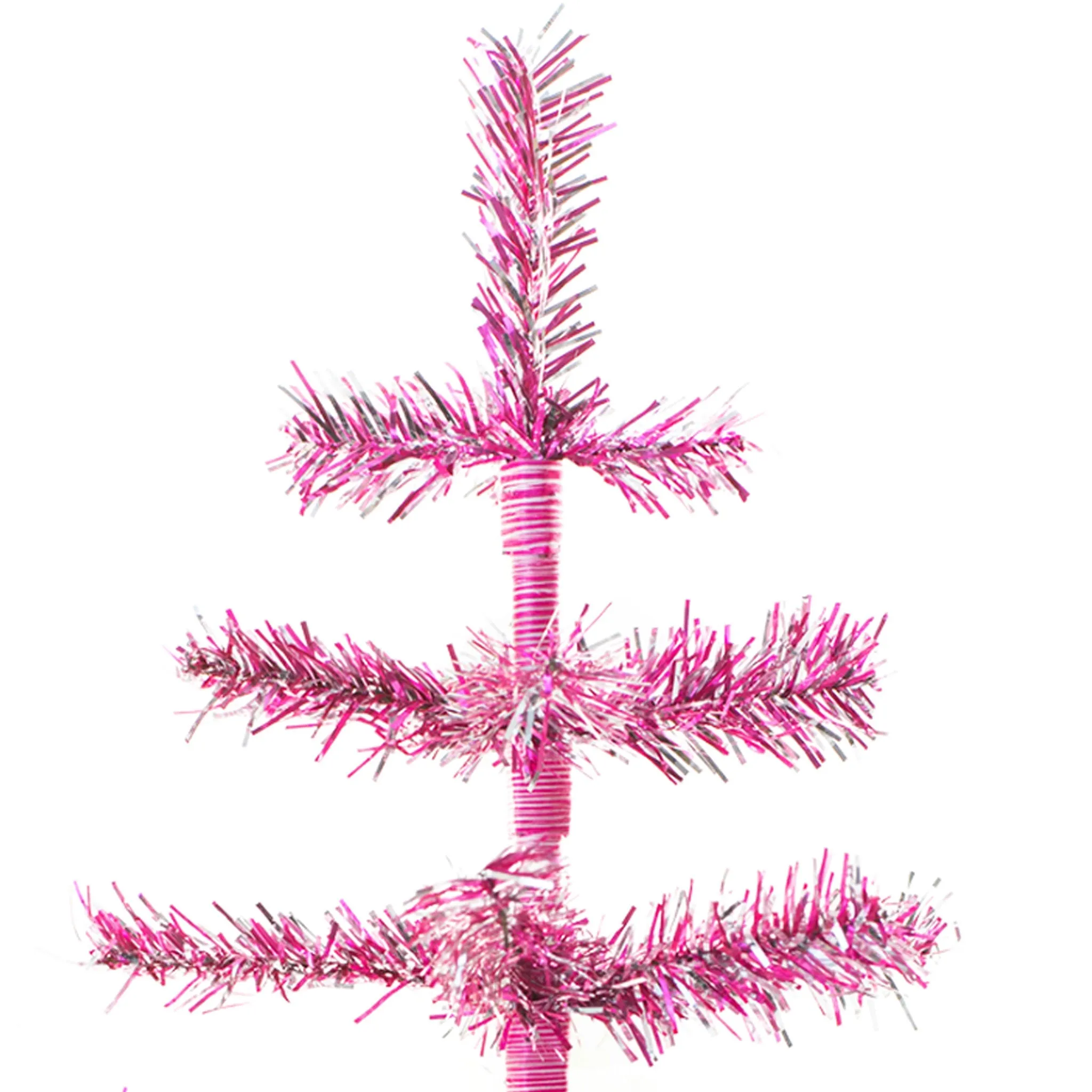 24in Vintage Pink & Silver Tinsel Christmas Tree