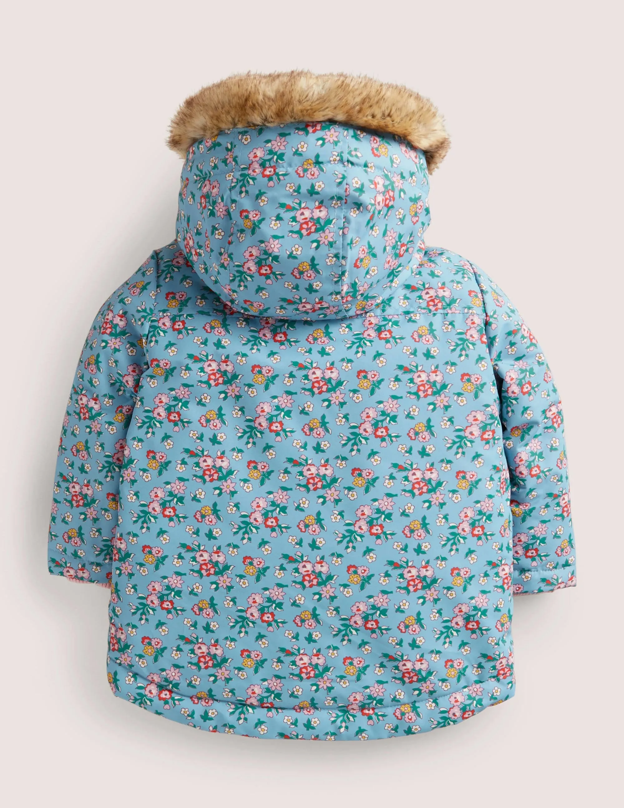 3-in-1 Coat-Dusty Blue Floral Deer