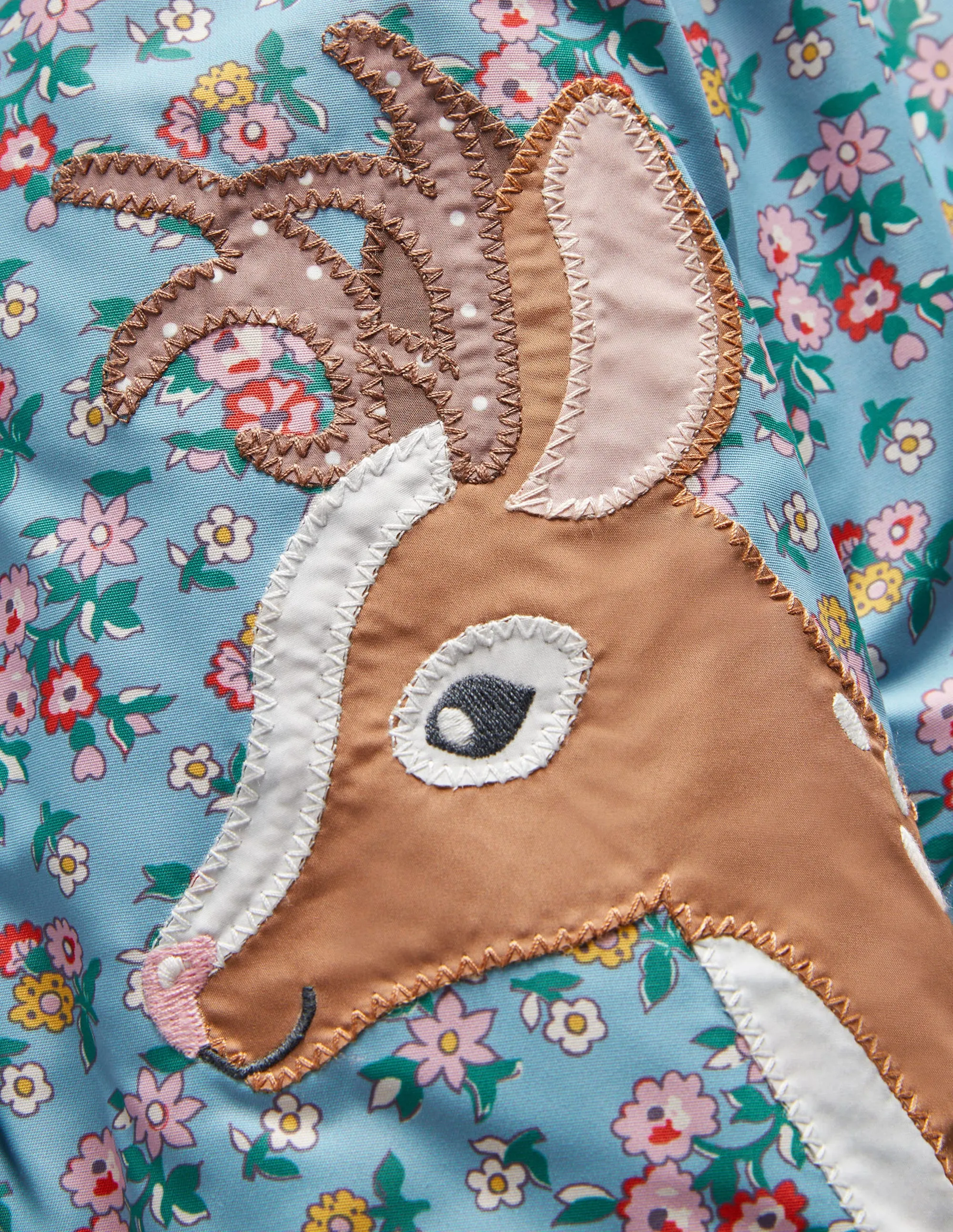 3-in-1 Coat-Dusty Blue Floral Deer