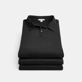 3 Pack Sueded Jersey Polo - Black