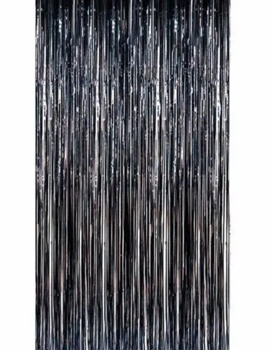 3m Metallic Tinsel Door Curtain Backdrop Foil Kids Party Shiny Black