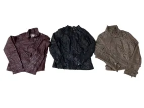 90s Vintage Unique-Style Leather Structure Jackets - 11 Pcs