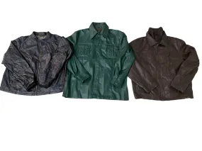 90s Vintage Unique-Style Leather Structure Jackets - 13 Pcs