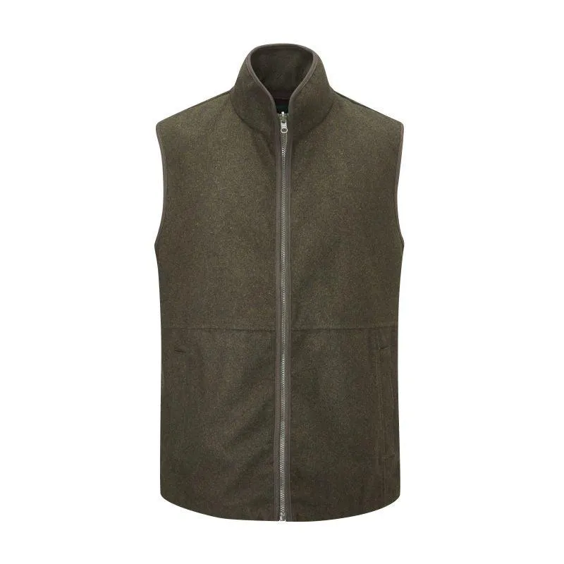 Alan Paine Berwick Mens Wool Gilet - Dark Olive