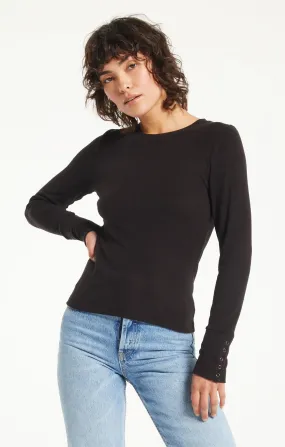 Alex Brushed Rib Top - Black