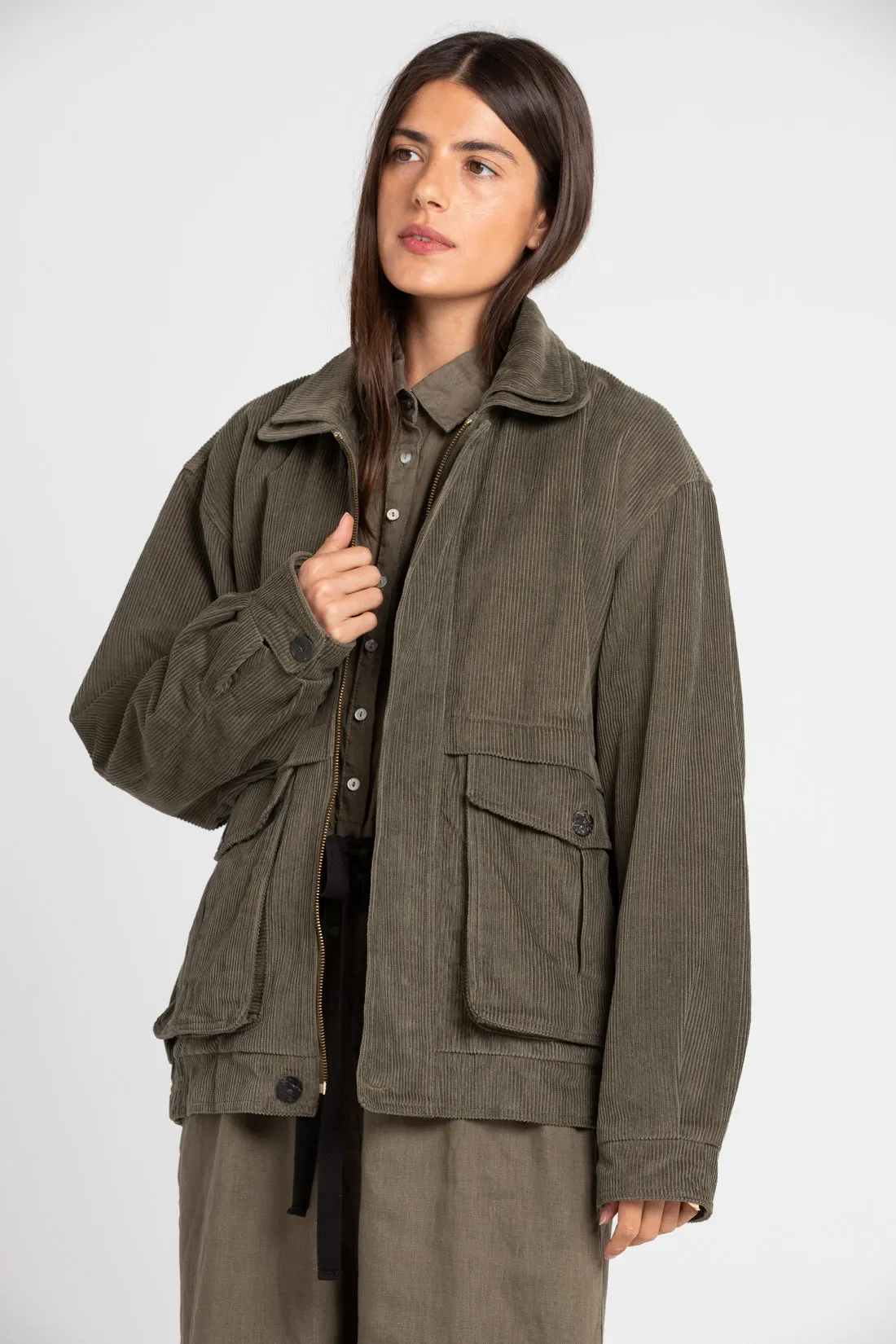 Alfred Corduroy Bomber Jacket Olive