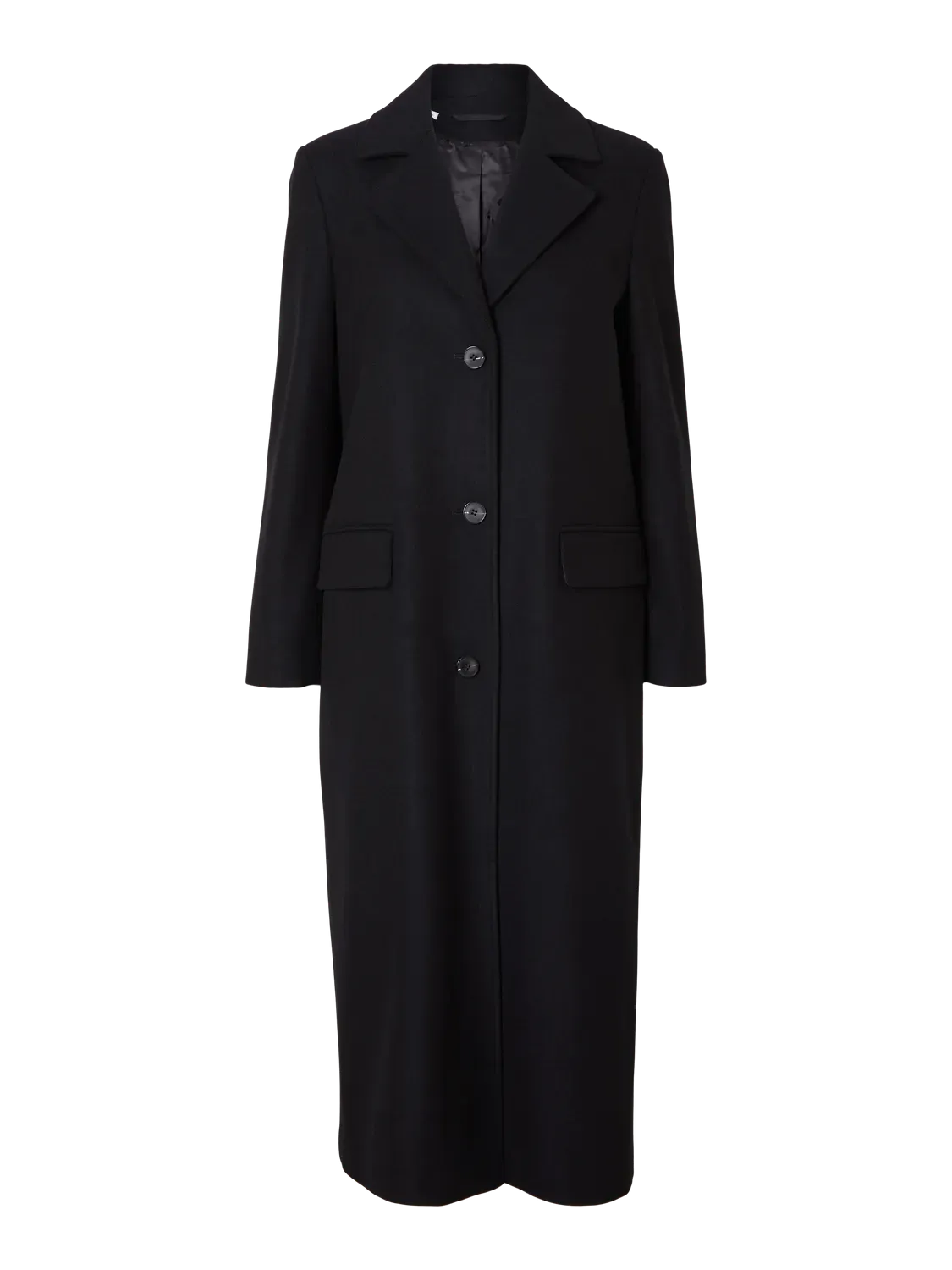 Alma Long Wool Coat - Black