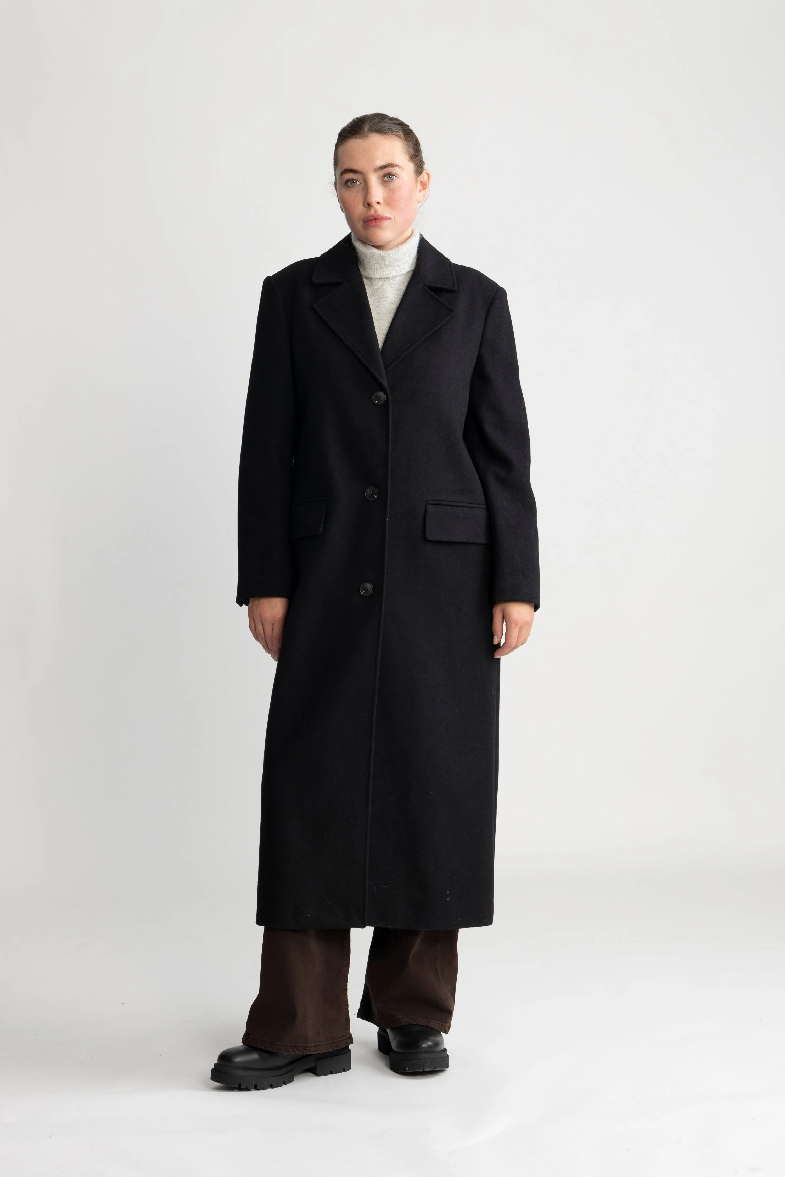 Alma Long Wool Coat - Black