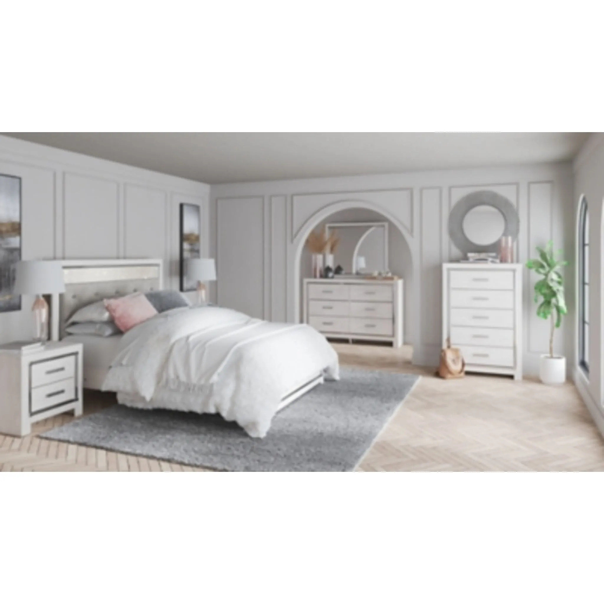 Altyra 5 Piece King Panel Bedroom - White