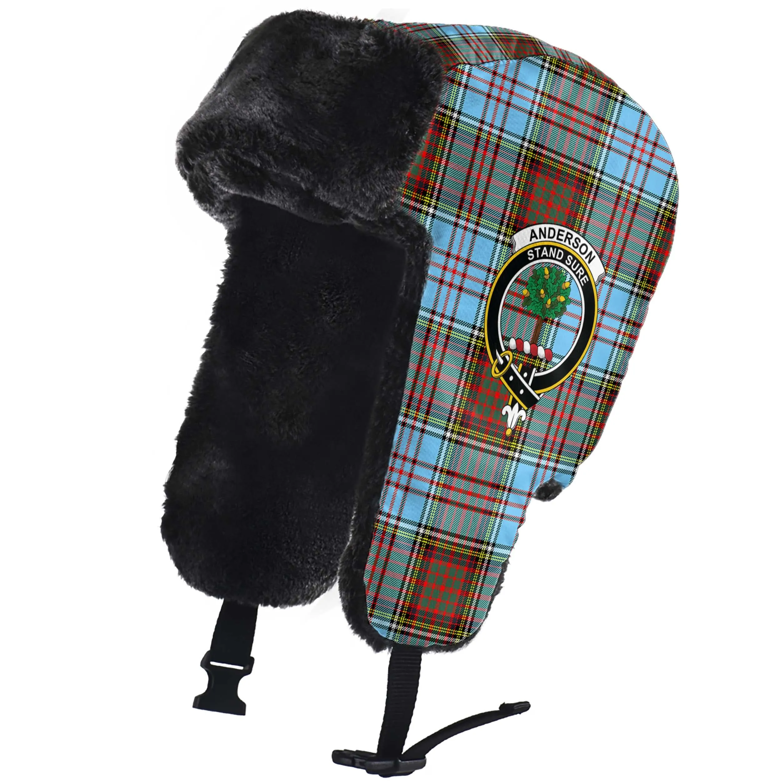 Anderson Ancient Tartan Winter Trapper Hat with Family Crest