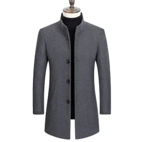 Angelo Ricci™ Boutique Stand Collar Woolen Business Long Coat