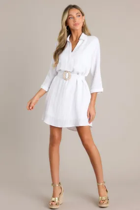 Angel's Kiss White Belted Mini Dress