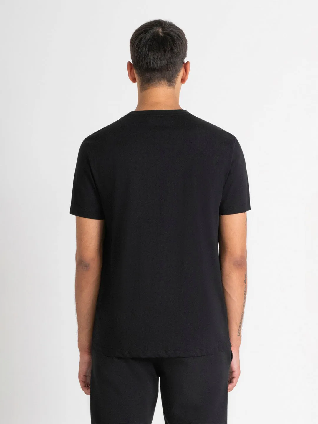 Antony Morato Men Black Solid Round Neck Short Sleeves T-Shirt