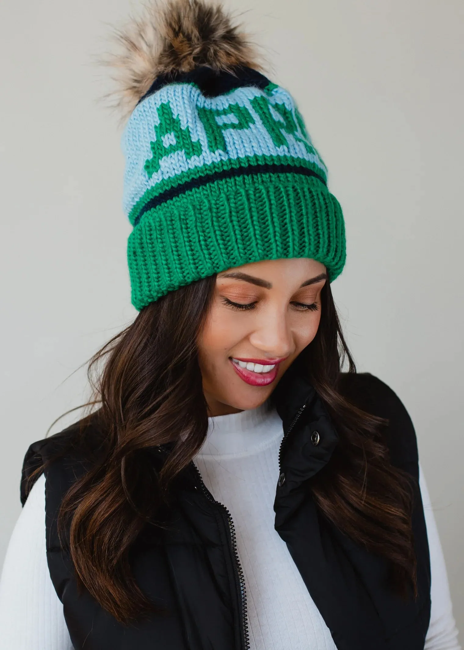 Apres Pom Hat Green/Navy