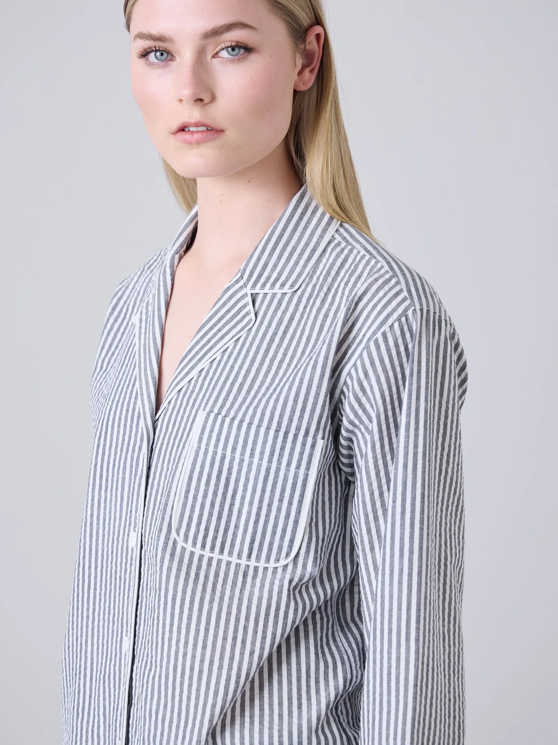 Arabella Long-Sleeve Set - Black/White Stripe