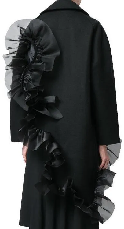 Asymmetric Ruffle Coat