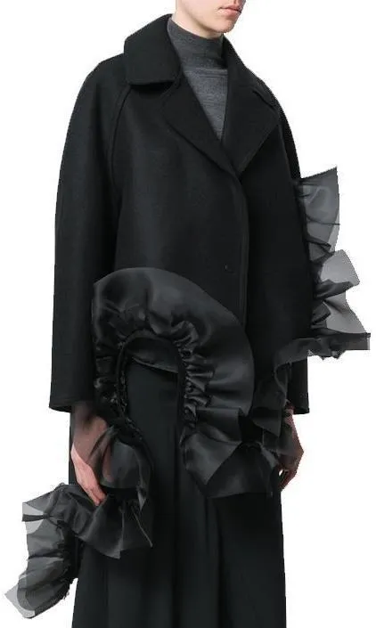 Asymmetric Ruffle Coat