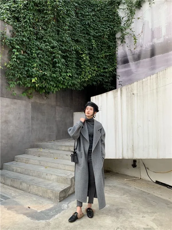 Autralian Wool Belted Long Coat