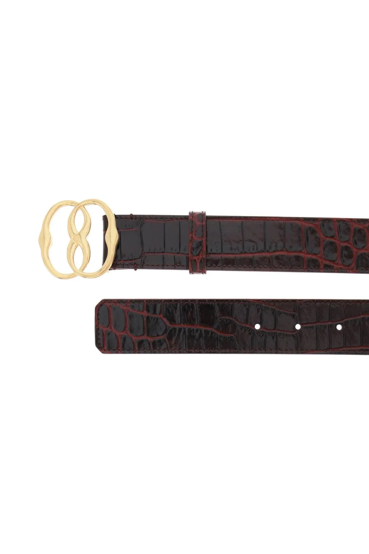 Bally croco-effect leather belt with emblem buckle