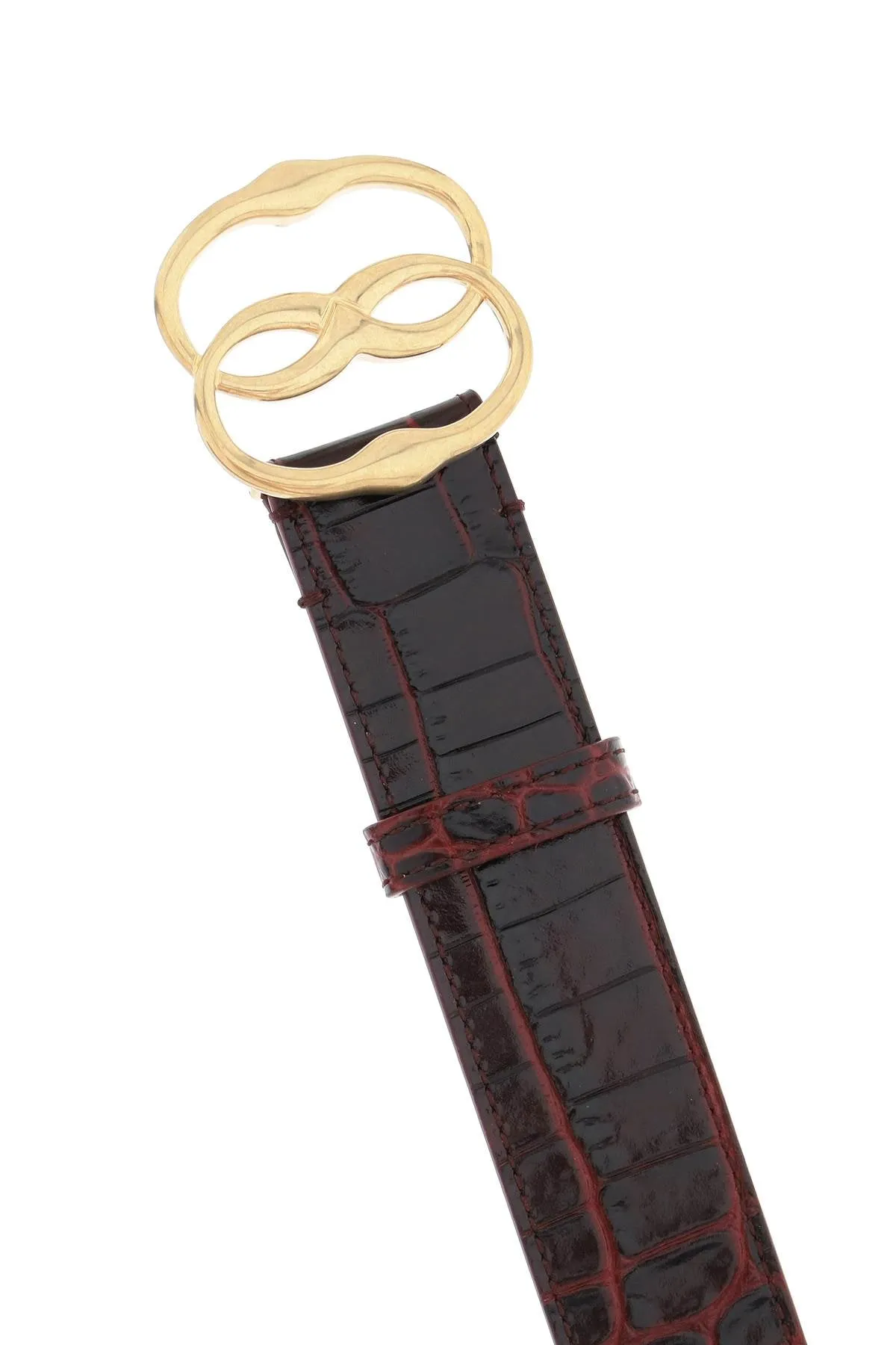 Bally croco-effect leather belt with emblem buckle