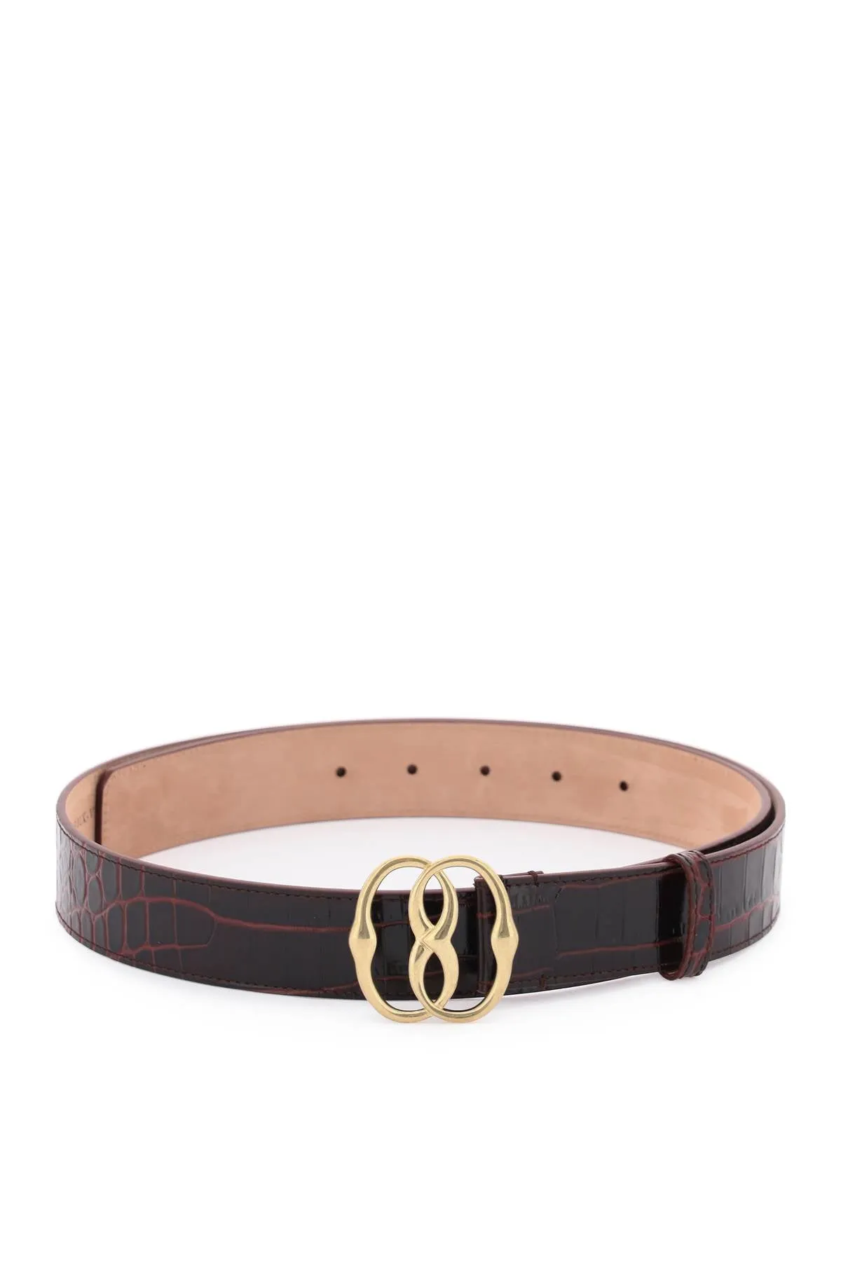 Bally croco-effect leather belt with emblem buckle