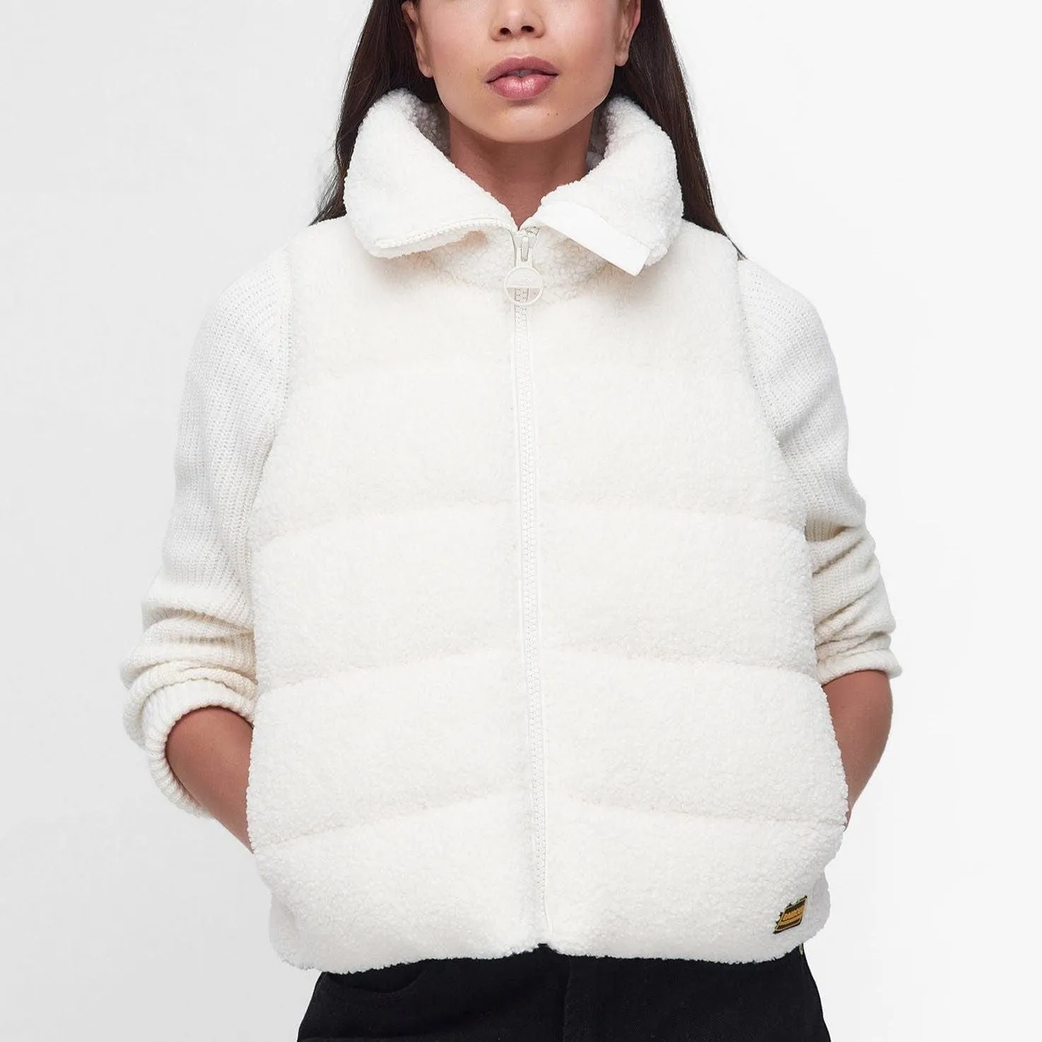 Barbour International Maguire Fleece Gilet in White