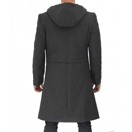 Barry Grey Wool Coat With Hood Men's by TJS