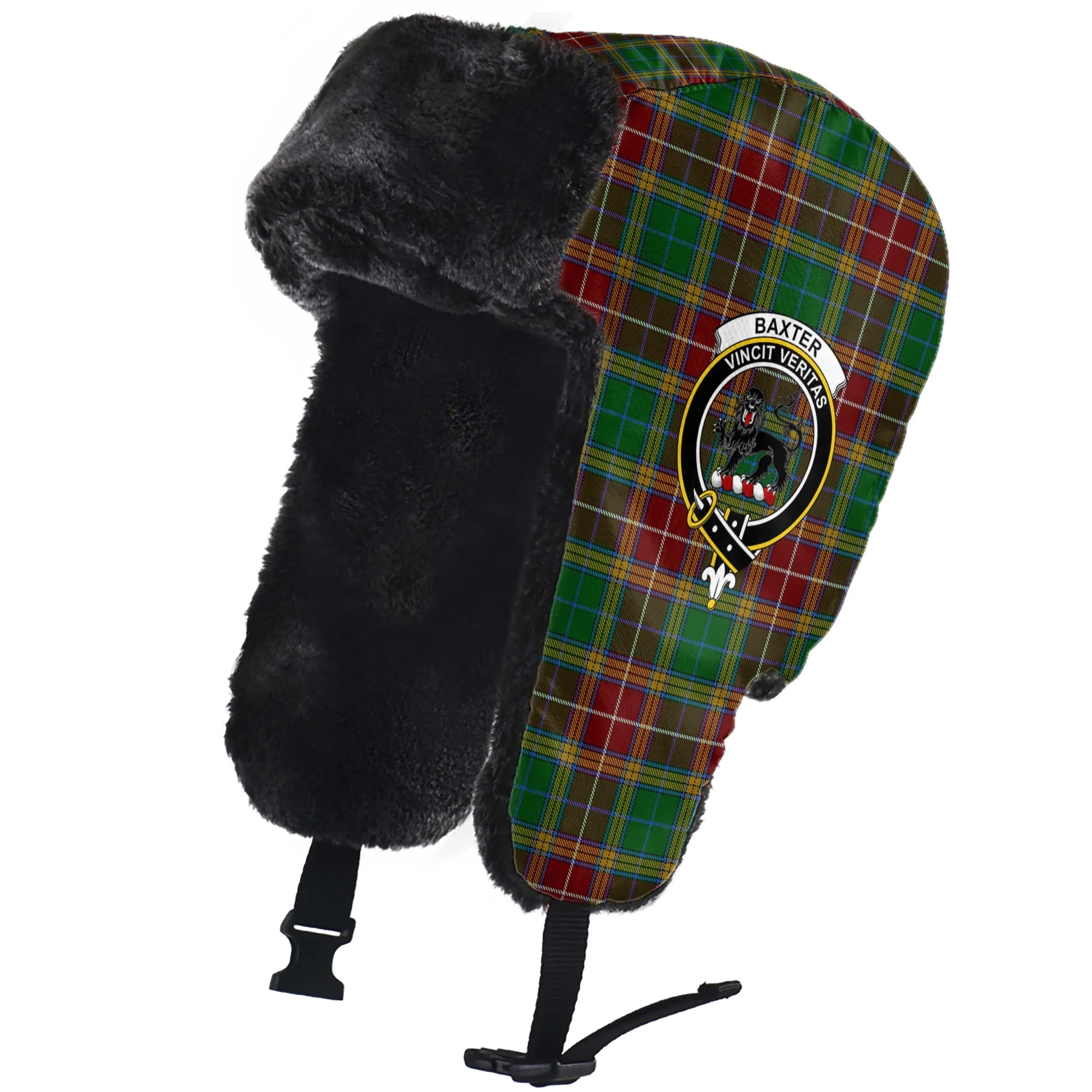 Baxter Tartan Winter Trapper Hat with Family Crest