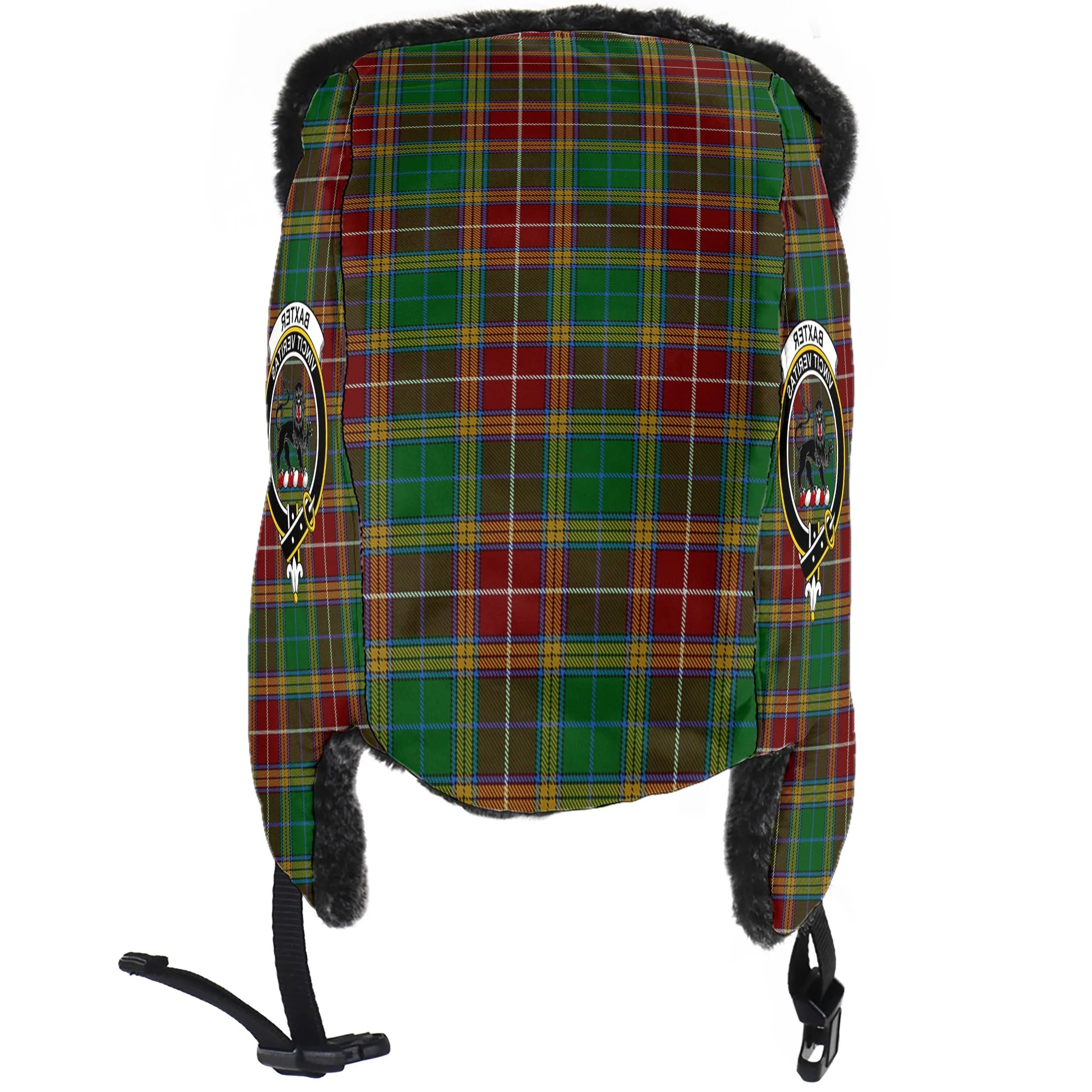 Baxter Tartan Winter Trapper Hat with Family Crest