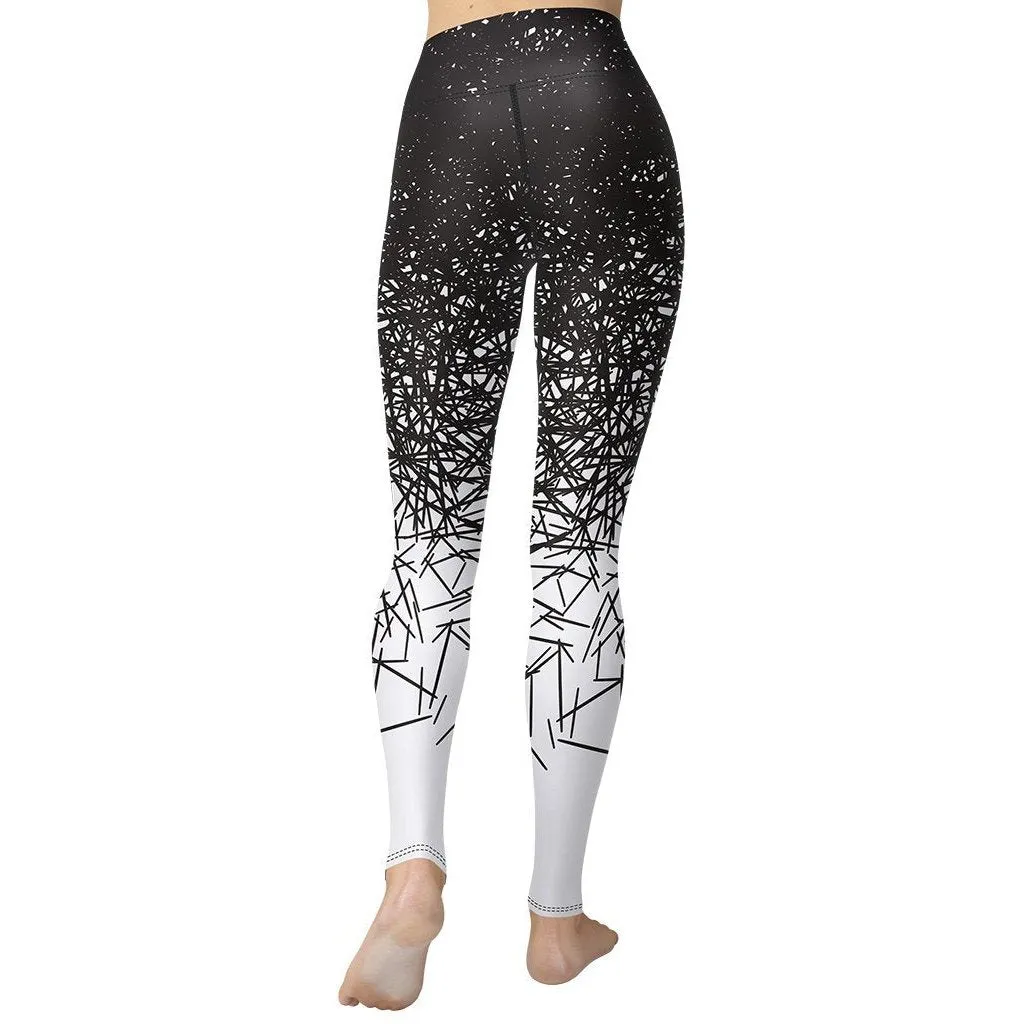 Black and White Ombre Yoga Leggings