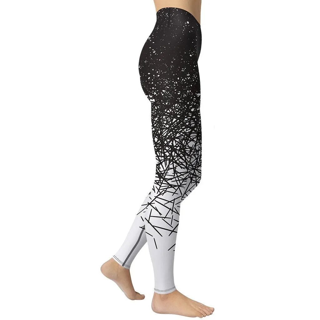 Black and White Ombre Yoga Leggings