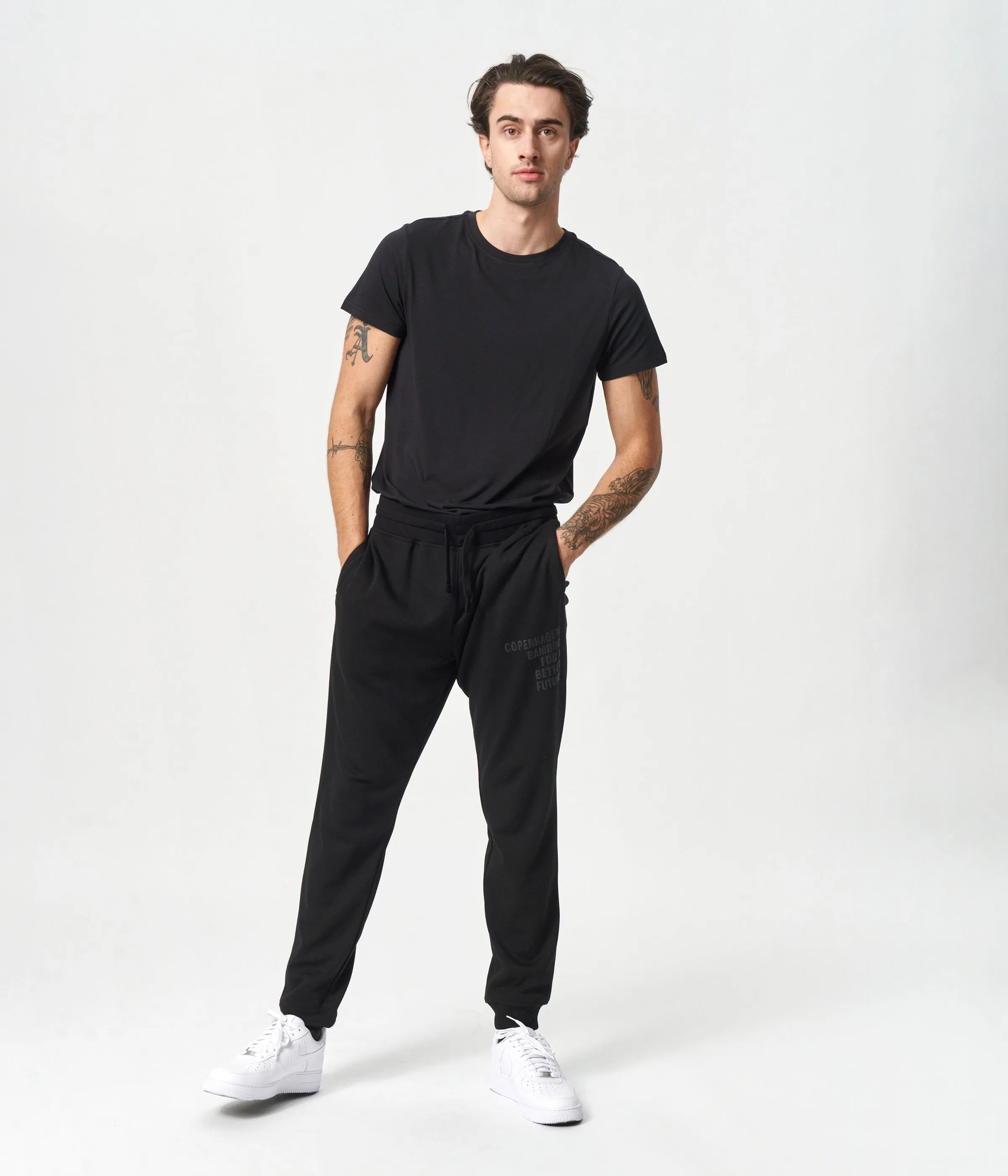 Black bamboo sweatpants with logo