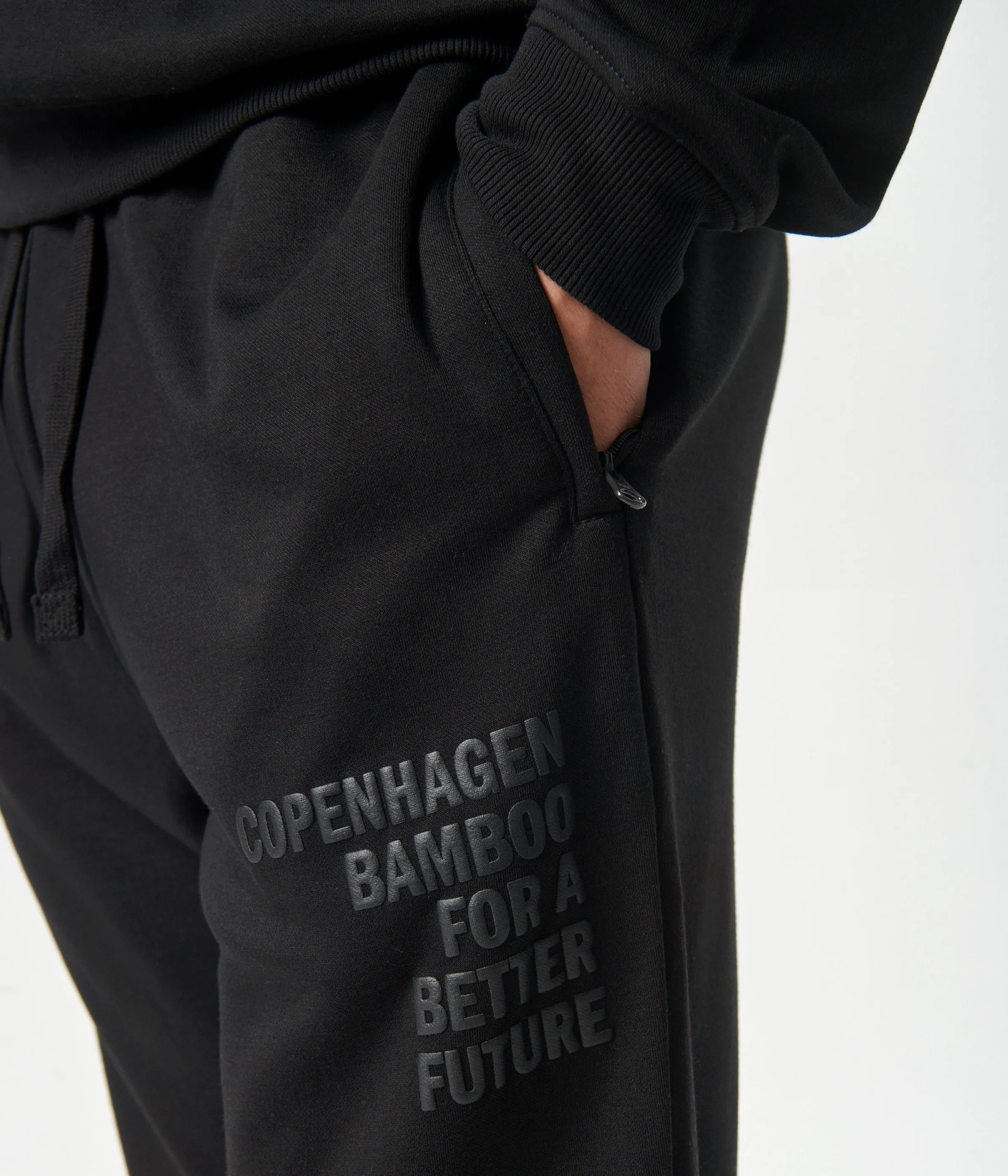 Black bamboo sweatpants with logo