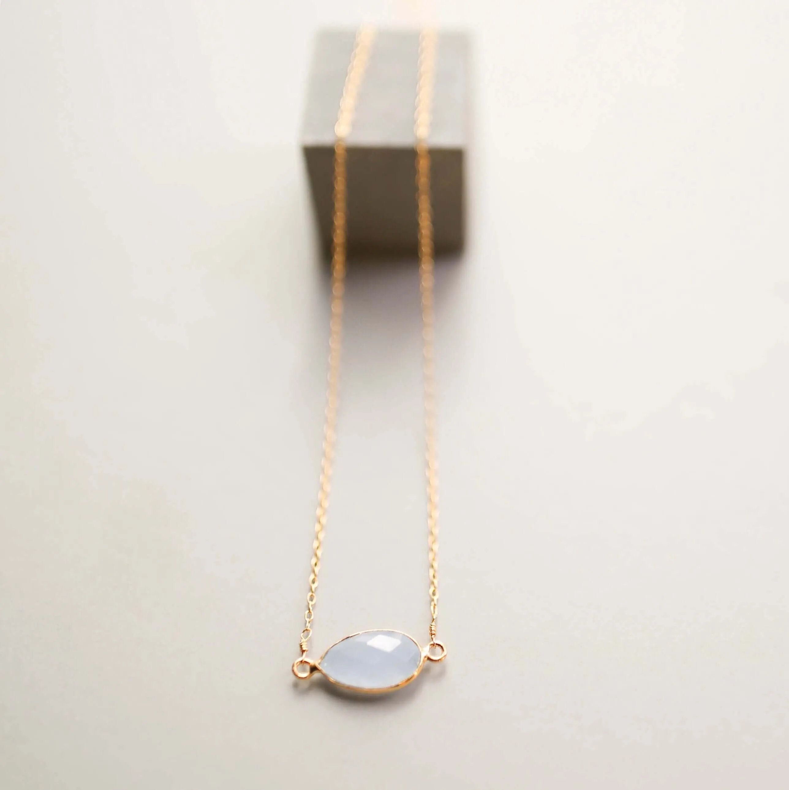 Blue Chalcedony Gold Minimalist Necklace