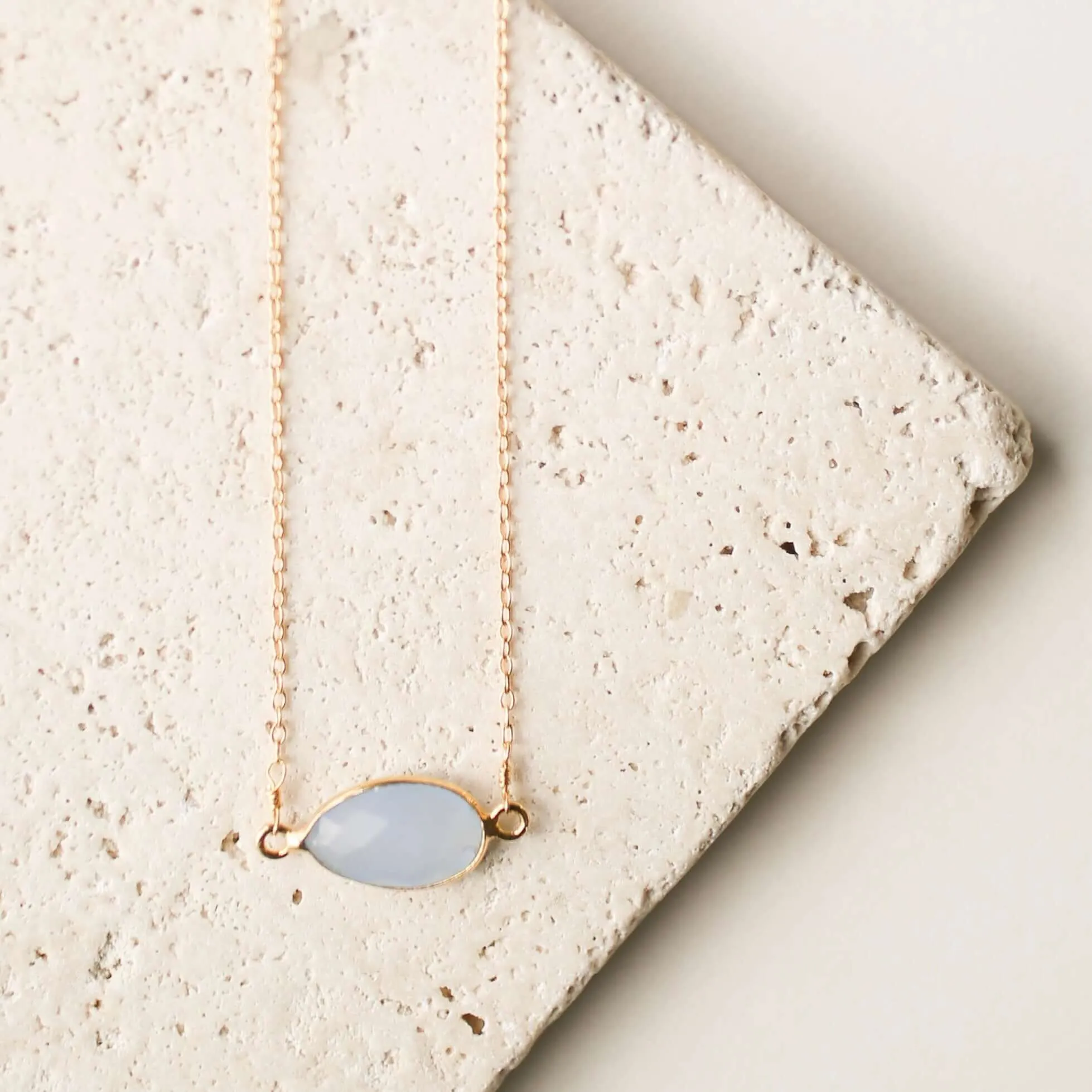 Blue Chalcedony Gold Minimalist Necklace