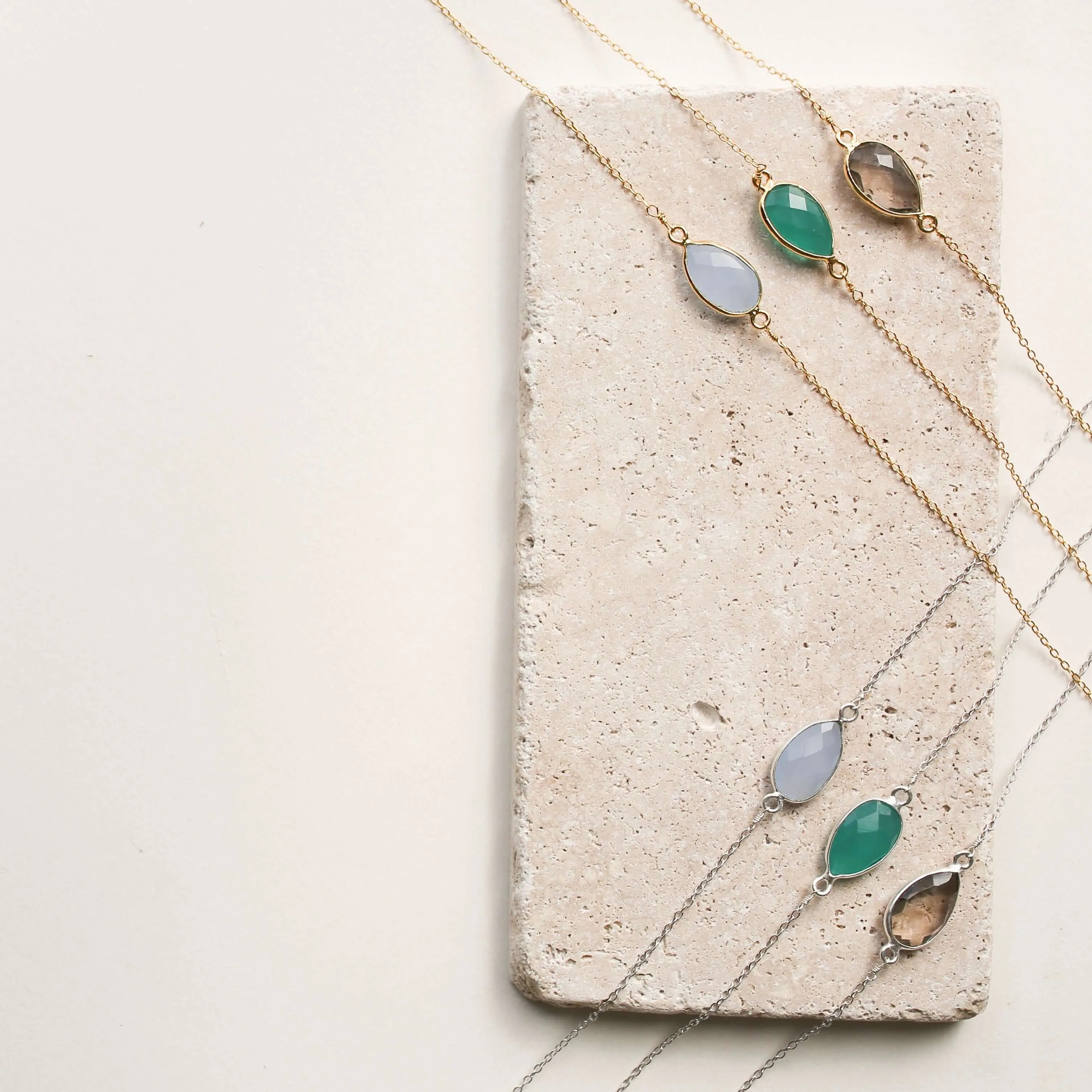 Blue Chalcedony Gold Minimalist Necklace