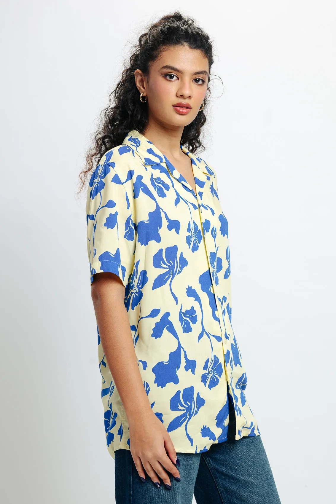 Blue Print Viscose Shirt