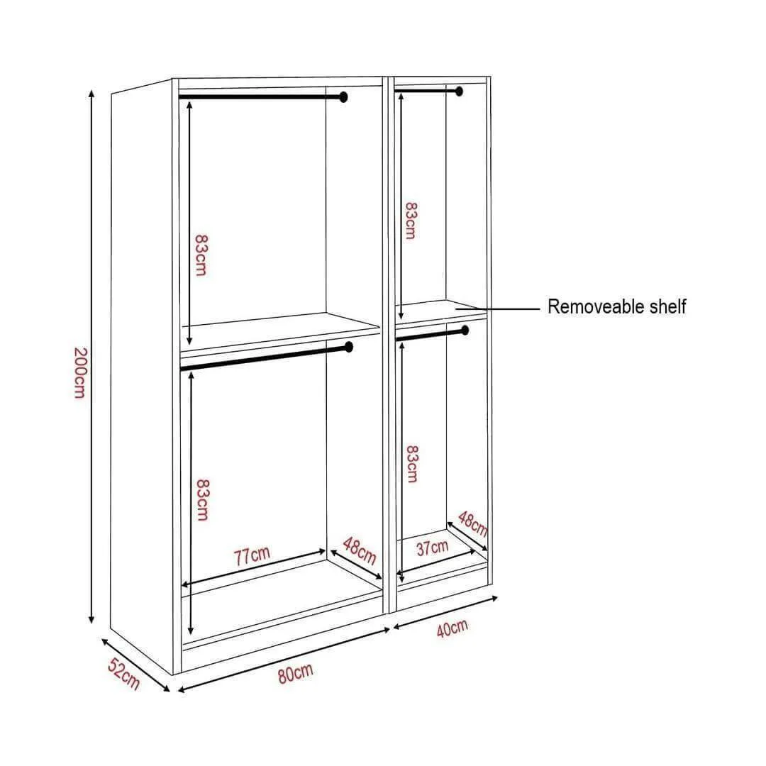 Borese Mirror 3 Open Door Wardrobe