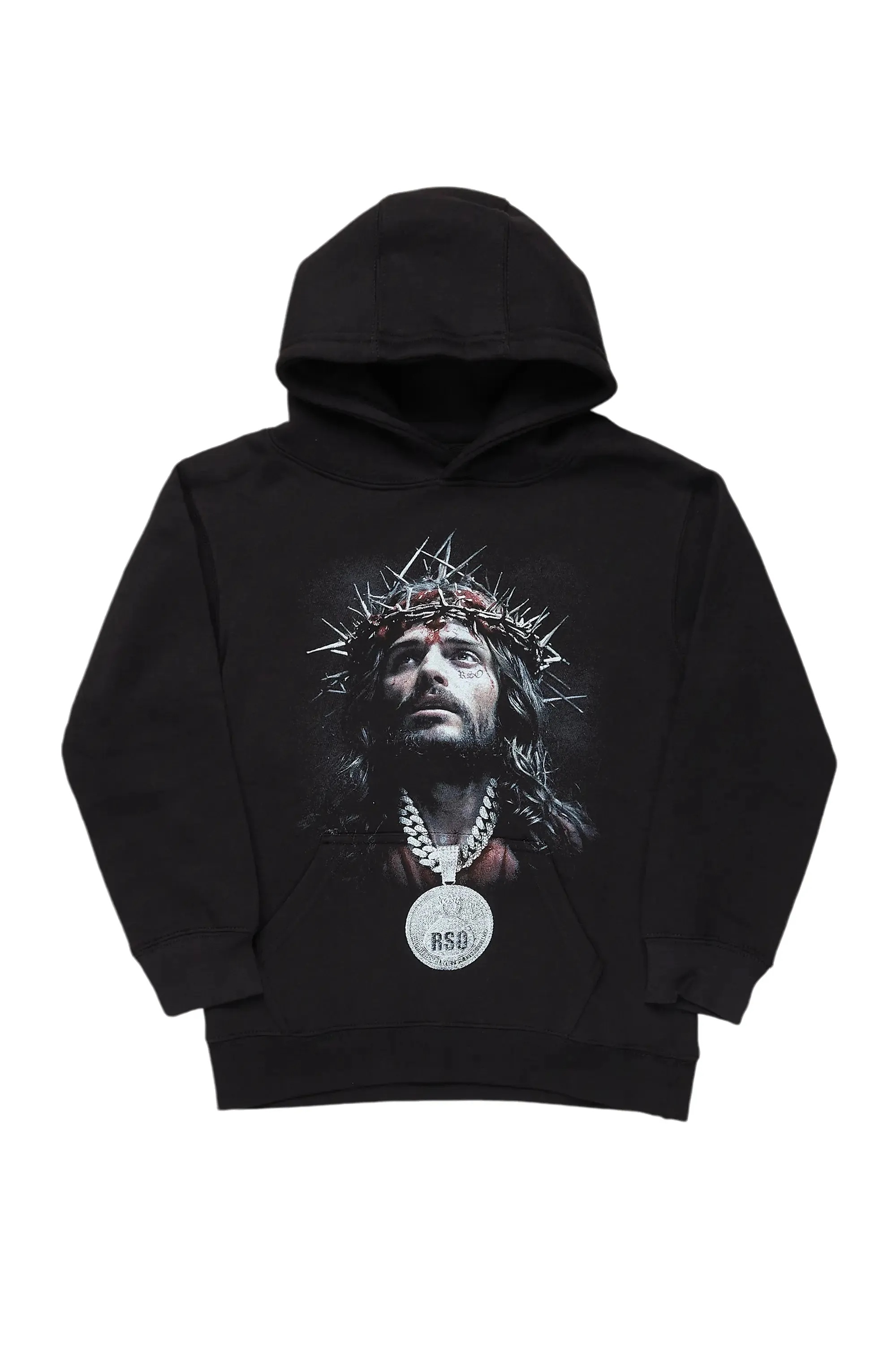 Boys Amina Black Graphic Hoodie