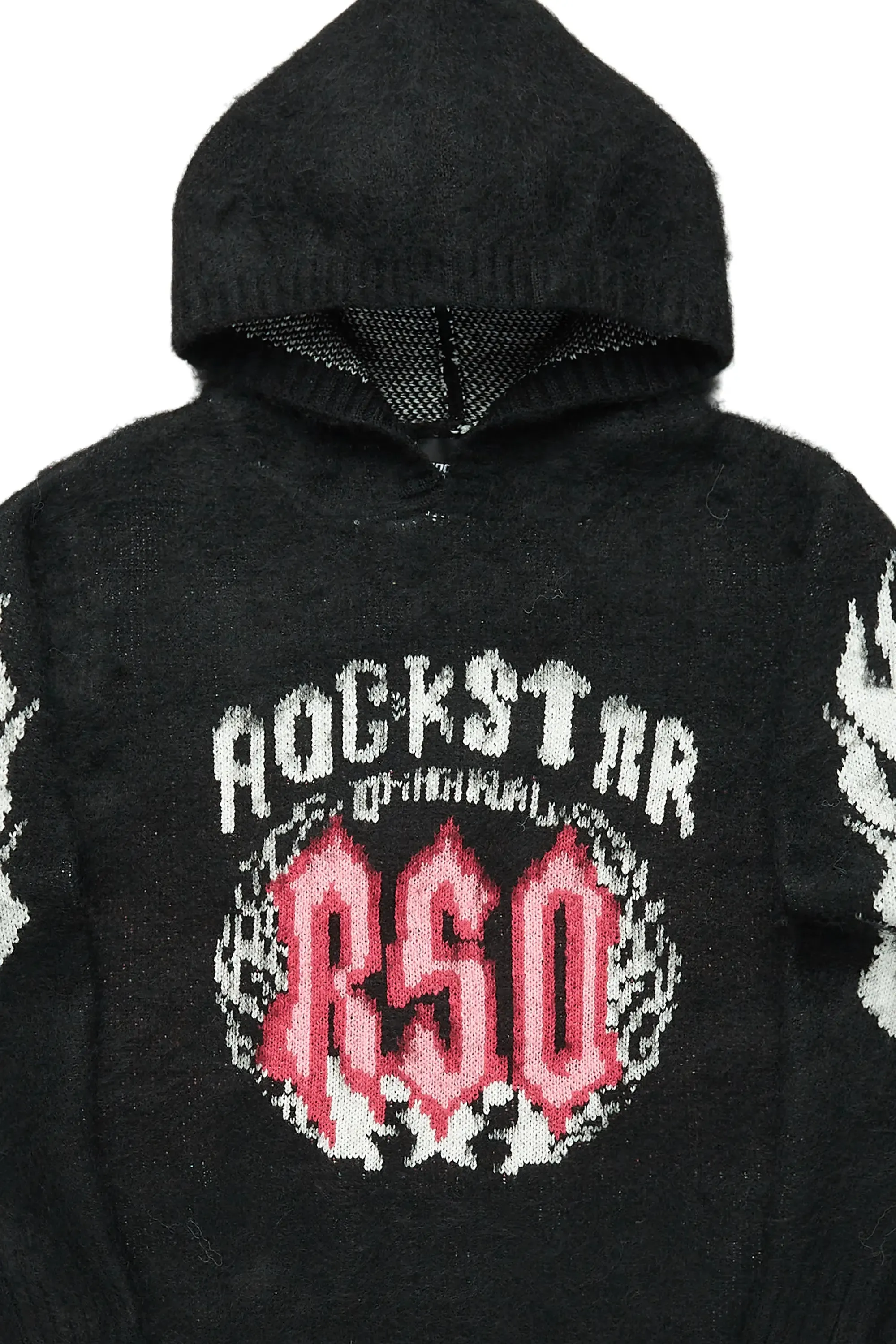 Boys Kanan Black Graphic Knitted Mohair Hoodie