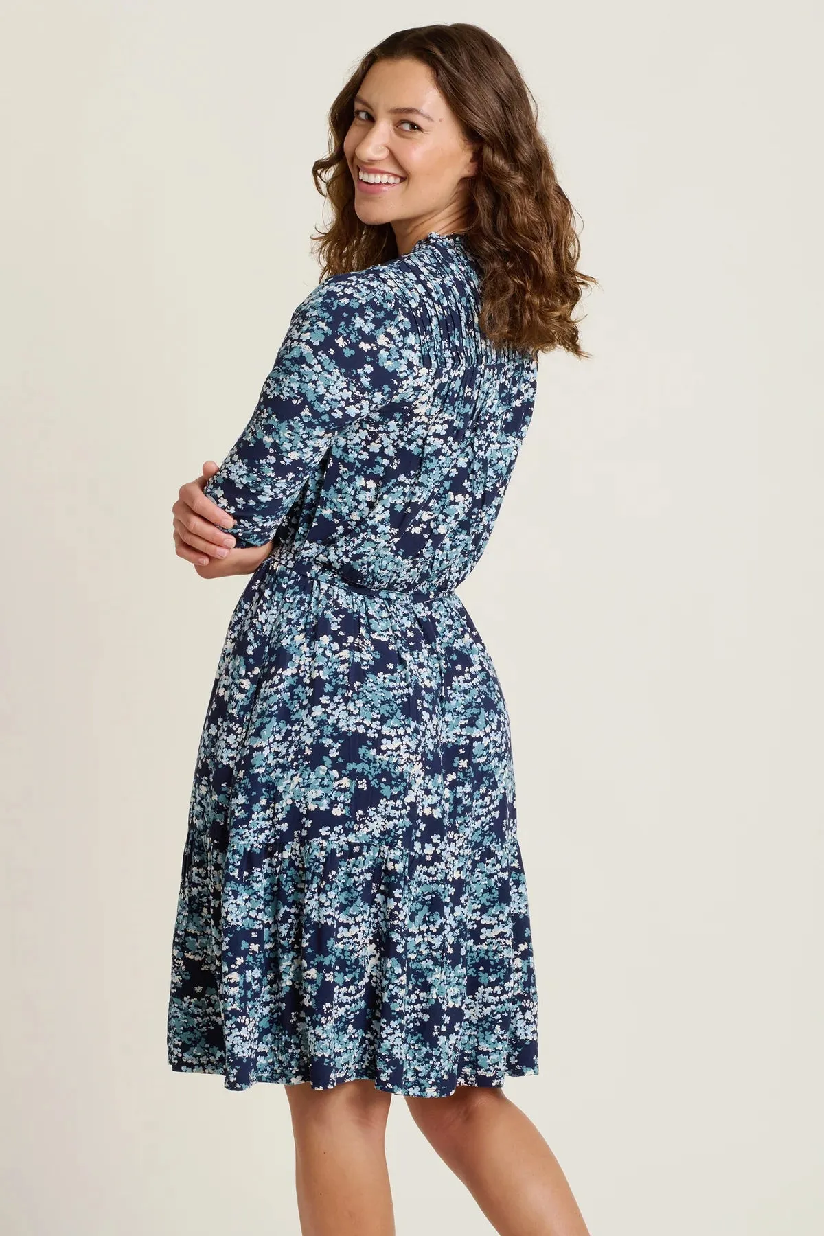 BRAKEBURN Jasmine Navy Floral Dress