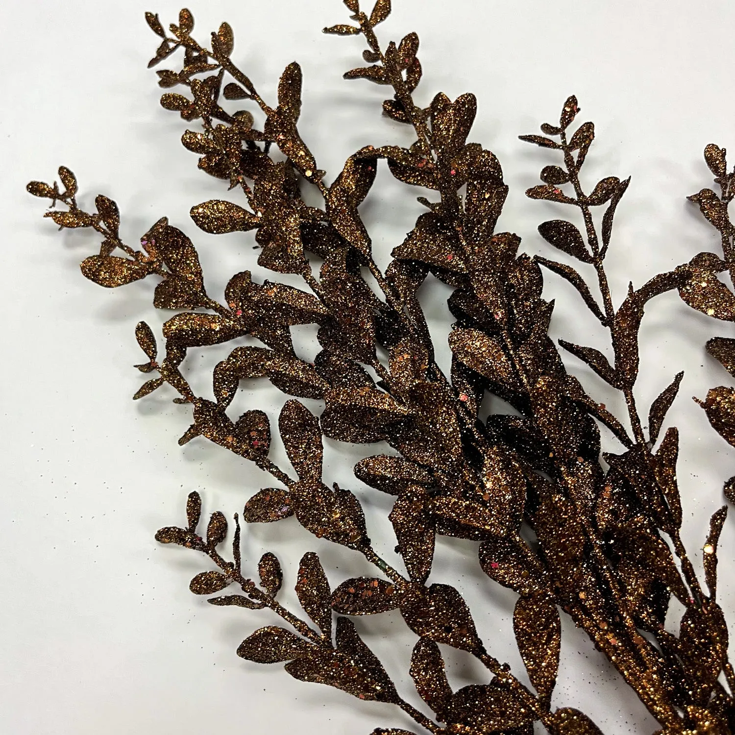 Bronze Glitter Faux Boxwood Spray - 24"