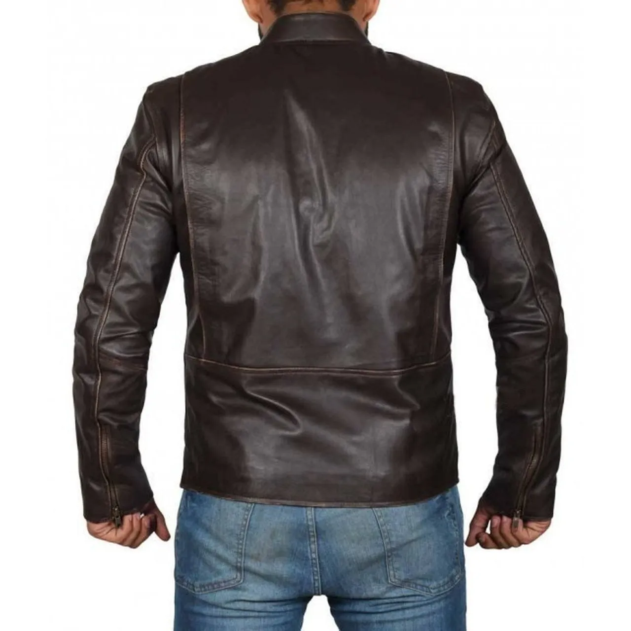 Brown Distressed Leather Jacket Men