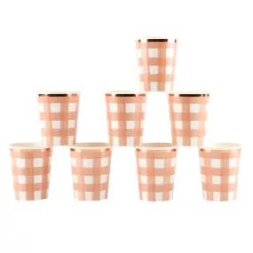 Burnt Orange Gingham Cups