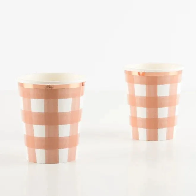 Burnt Orange Gingham Cups