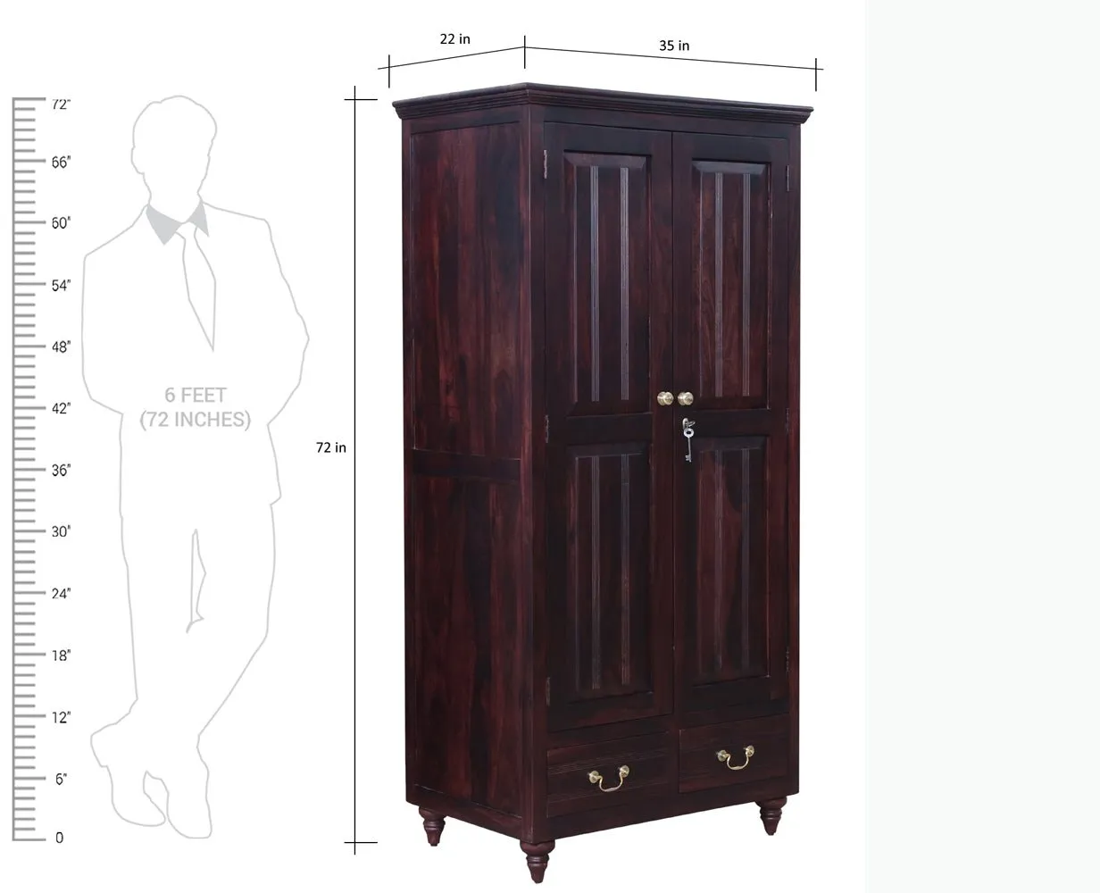 Calgary Solid Wood Two Doors Wardrobe