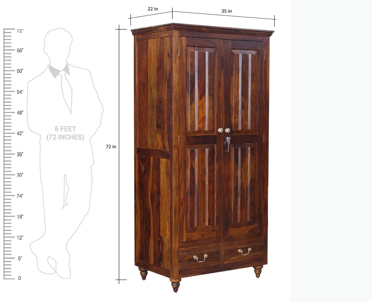 Calgary Solid Wood Two Doors Wardrobe